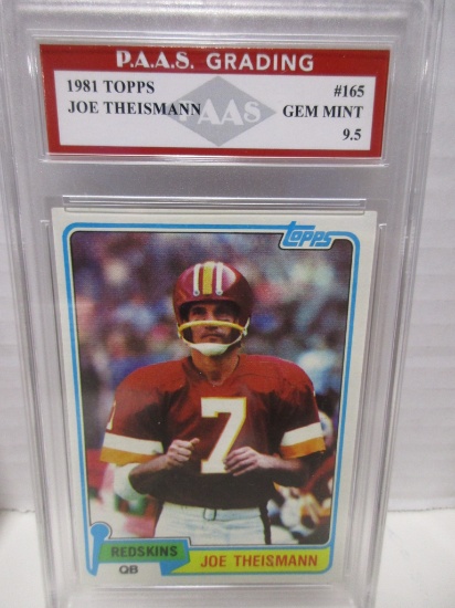 Joe Theisman Redskins 1981 Topps #165 graded PAAS Gem Mint 9.5