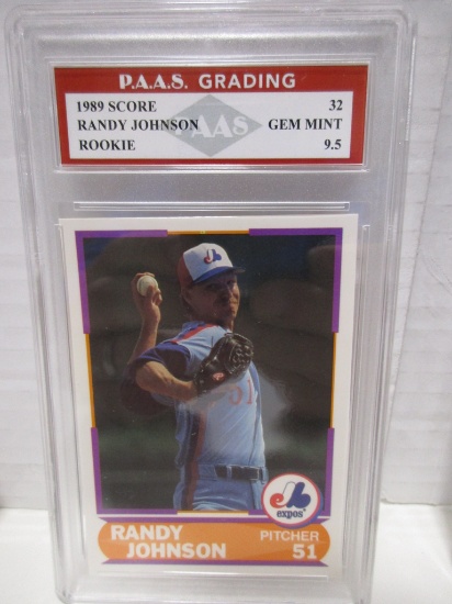 Randy Johnson Expos 1989 Score ROOKIE #32 graded PAAS Gem Mint 9.5