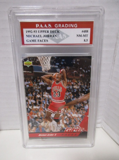 Michael Jordan Bulls 1992-93 Upper Deck Game Faces #488 graded PAAS NM-MT 8.5