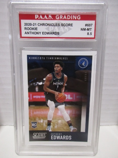 Anthony Edwards Timberwolves 2020-21 Chronicles Score ROOKIE #607 graded PAAS NM-MT 8.5
