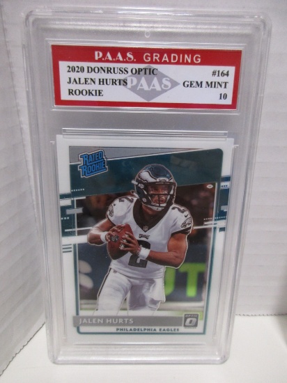 Jalen Hurts Eagles 2020 Donruss Optic ROOKIE #164 graded PAAS Gem Mint 10
