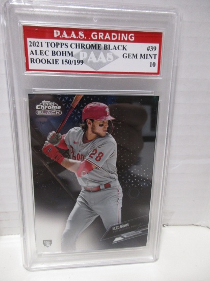 Alec Bohm Phillies 2021 Topps Chrome Black ROOKIE 150/199 #39 graded PAAS Gem Mint 10