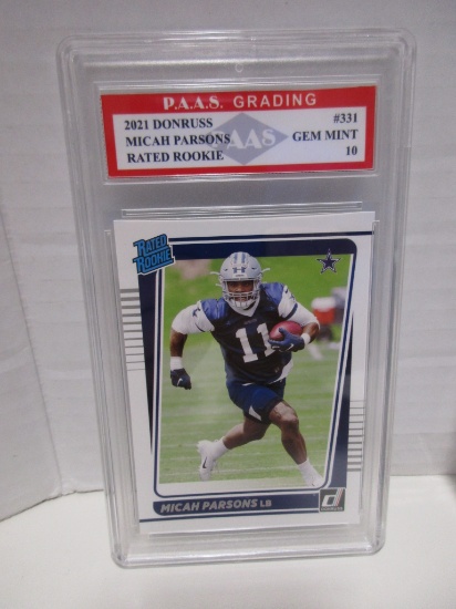 Micah Parsons Cowboys 2021 Donruss Rated ROOKIE #331 graded PAAS Gem Mint 10