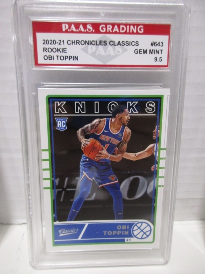 Obi Toppin Knicks 2020-21 Chronicles Classics ROOKIE #643 graded PAAS Gem Mint 9.5