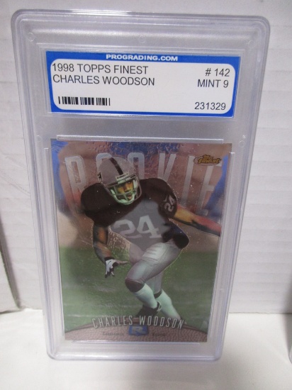 Charles Woodson Raiders 1998 Topps Finest #142 graded Prograding Mint 9