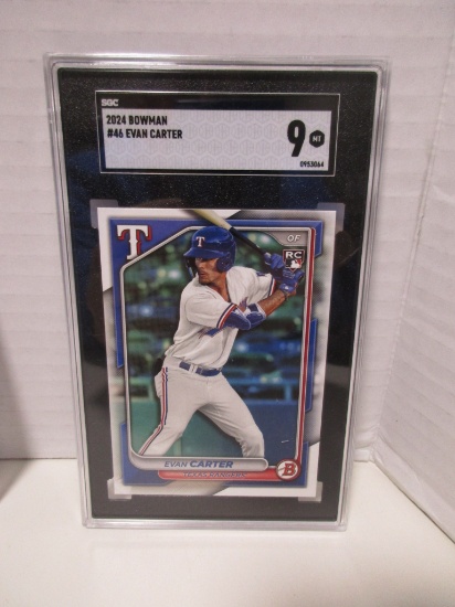 Evan Carter Rangers 2024 Bowman #46 graded SGC Mint 9