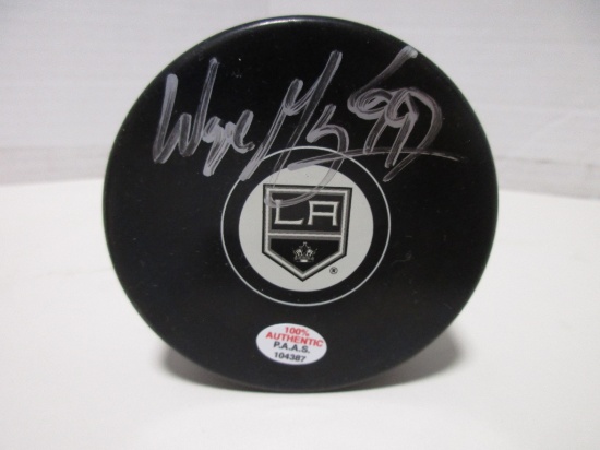 Wayne Gretzky of the LA Kings signed autographed logo hockey puck PAAS COA 387