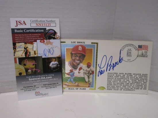 Lou Brock of the St Louis Cardinals signed autographed first day cover JSA COA 125