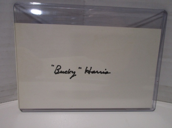 Bucky Harris of the Washington Senators signed autographed index card KYC COA