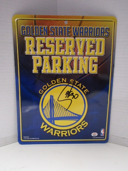 Stephen Curry of the Golden State Warriors signed auto metal team parking sign PAAS COA 453