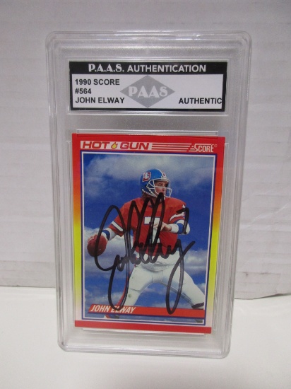 John Elway of the Denver Broncos signed auto slabbed sports / collectors card PAAS Sticker 425