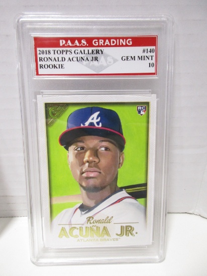 Ronald Acuna Jr Braves 2018 topps Gallers ROOKIE #140 graded PAAS Gem Mint 10