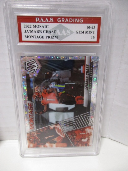 Ja'Marr Chase Bengals 2022 Mosaic Montage Prizm #M-23 graded PAAS Gem Mint 10