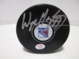Wayne Gretzky of the NY Rangers signed autographed logo hockey puck PAAS COA 342