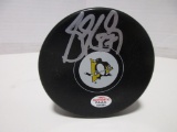 Sidney Crosby of the Pittsburgh Penguins signed autographed logo hockey puck PAAS COA 381