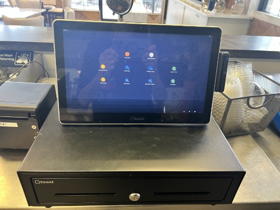 Toast POS Cash Register System with Cash Drawer, Thermal Printer, Monitor and Credit Card Swipe Mach
