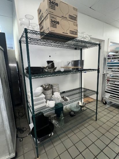 60" Four Shelf Epoxy Coated Metro Rack Unit with Contents