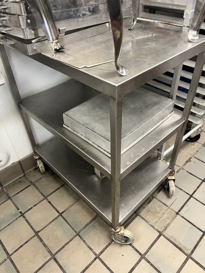 Three Tier S/S Rolling Utility Cart (no contents)