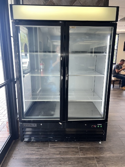 Maxx Cold 56" Double Glass Door Freezer with Four Shelves
