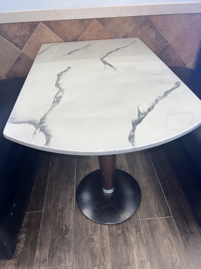 54" x 32" Marble Top Heavy Double Base Metal Table
