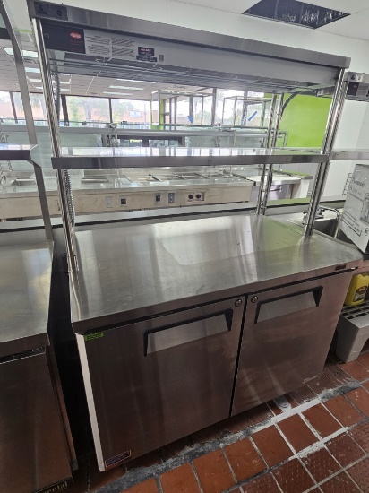 New, Never Used Turbo Air MUR-48-N 48" Undercounter Refrigerator with Double Overshelf and Glo-Ray H