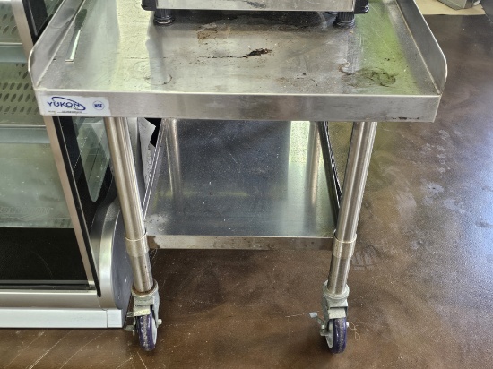 24" Rolling Equipment Stand with Undershelf and 2"Splash Walls All Around