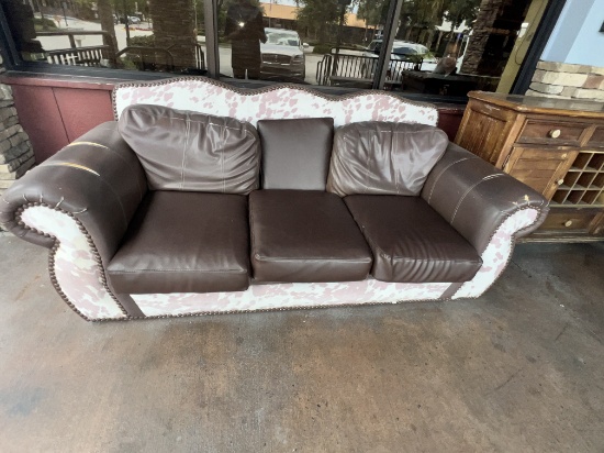 Upholstered Sofa in Cowhide and leather - 90 in