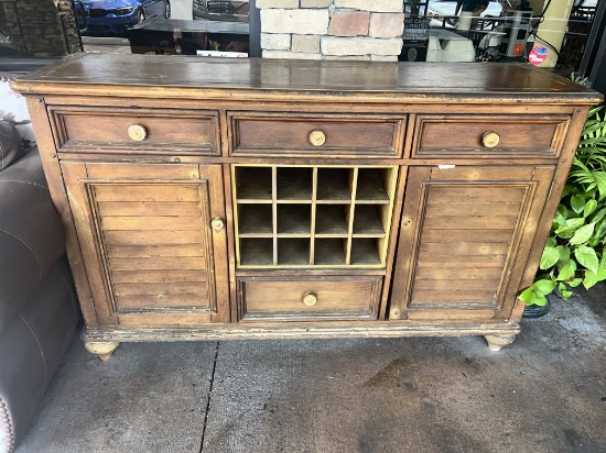 Wooden Side Stand with drawers and doors - 18 x 63 in