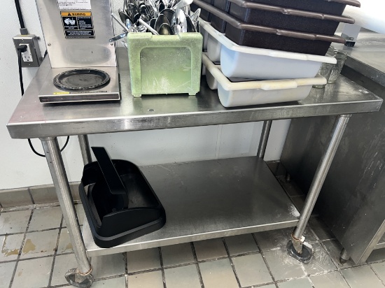 42" x 30" S/S Table with Undershelf on Casters (no contents)
