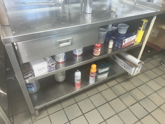 54" x 24" S/S Table with Undershelf, 2" Splash Walls All Around and Drawer