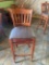 Cherry wood reverse ladder backÂ Bar Stools with Brown vinyl cushion