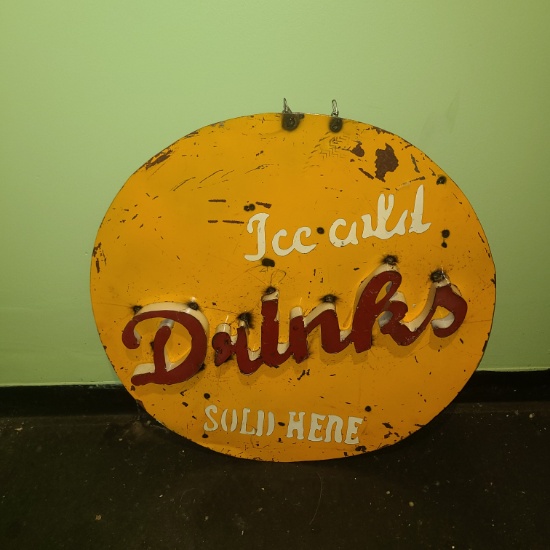 Ice Cold Drinks metal advertising