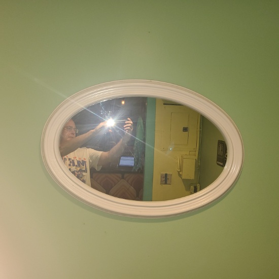 White oval Mirror - 31 in long