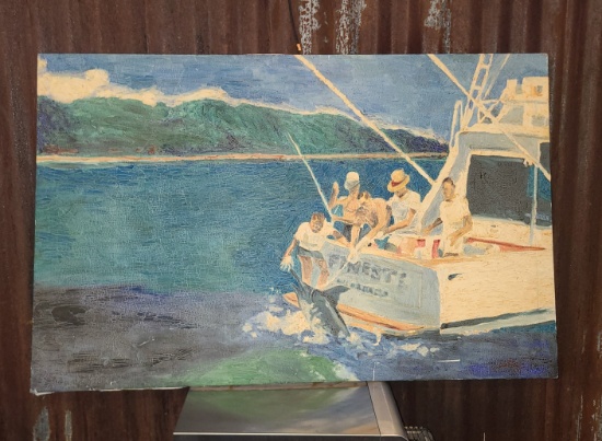 Men Fishing - Original Gallery Wrapped Artwork - 28 x 44 in