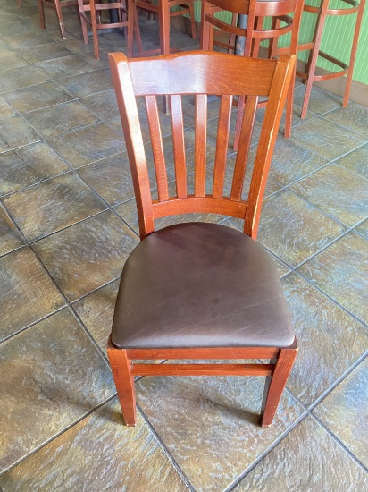Reverse ladder back, Cherrywood dining chairs with brown cushion