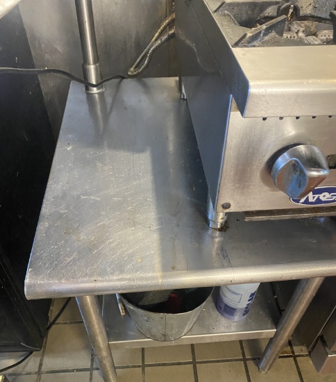 30" x 24" all stainless steel equipment stand with accessory storage pole