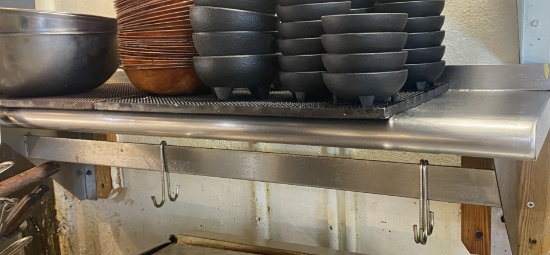 44 inch stainless steel wall mount shelf with pot rack