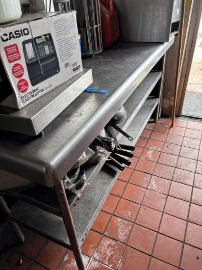 6 Foot Stainless Steel Table with double under shelves