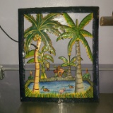 Palm trees and house in Metal DÃ©cor