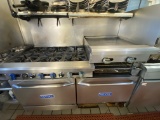 Royal six burner gas range with double oven 24 inch flat grill 20 inch broiler