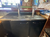 72 inch Beverage Air refrigerated draft beer cooler with two towers and five taps