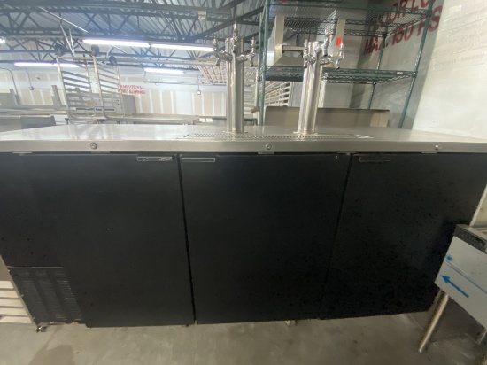Fagor Three Door 79 inch refrigerated Draft Beer Cooler with Two stainless steel towers with three t
