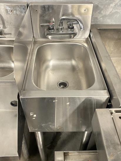 13" x 18" stainless steel bar hand sink with left side splash