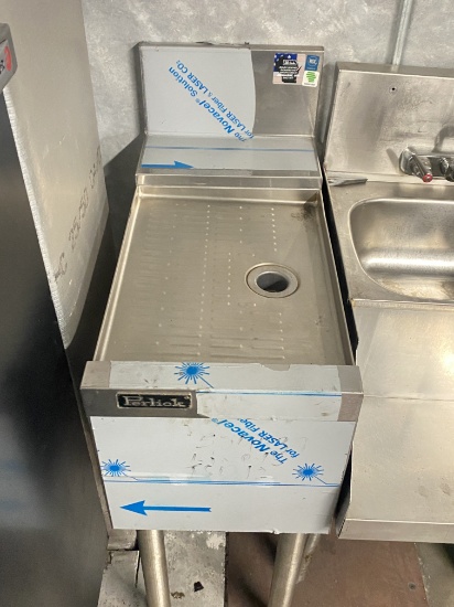 New Perlick 12" x 24" stain stainless steel drain table