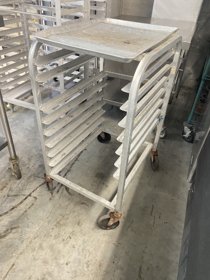 Half size rolling sheet pan rack with one slat missing