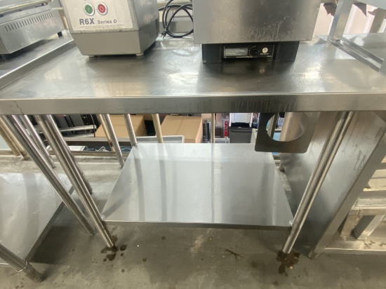 42" x 30" stainless steel table with stainless steel under shelf and stainless steel legs complete w