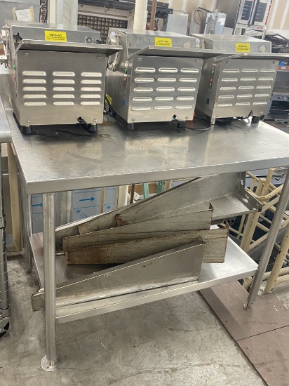 48" x 38" all stainless steel work table with stainless steel legs and under shelf including 9 inch