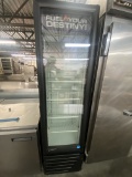 Imbera  single door vertical merchandising cooler model VR08 with five epoxy coated adjustable shelv