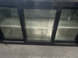 Beverage air 72 inch three door slide front glass back bar with stainless steel top and three adjust