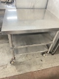 36 x 36 all stainless steel work table on casters with three stainless steel shelves stainless steel